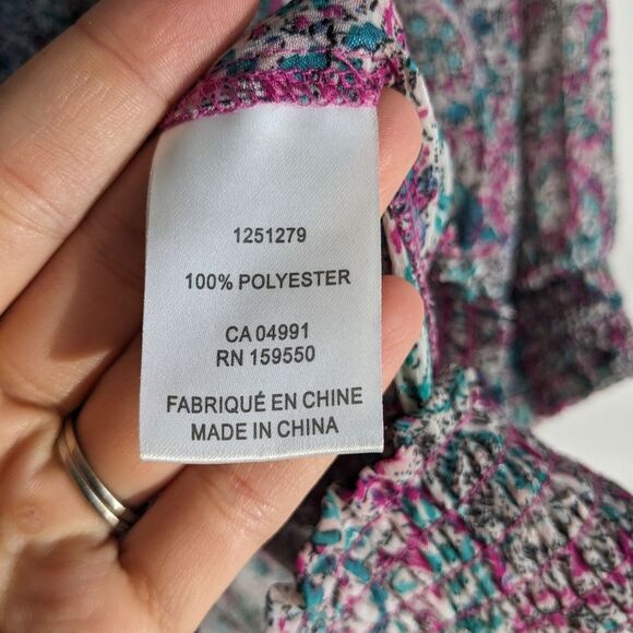 Maison d' Amelie Smocked Paisley Print Chiffon Blouse Top Women's Size Small - Picture 8 of 8